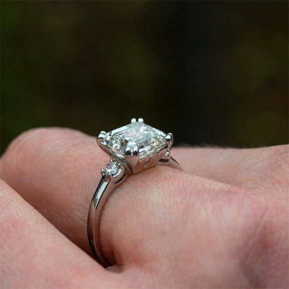 CZ Engagement Ring, Cubic Zirconia Wedding Ring, CZ Bling Promise Ring - Picture 4 of 8